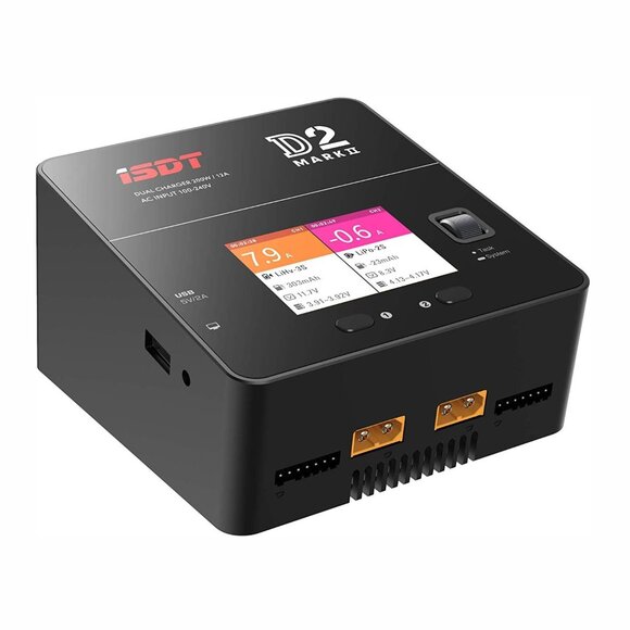 ISDT D2 Mark 2 LiPo Battery Balance Charger Discharger 200W 12Ax2 AC Dual Channe - Picture 1 of 9